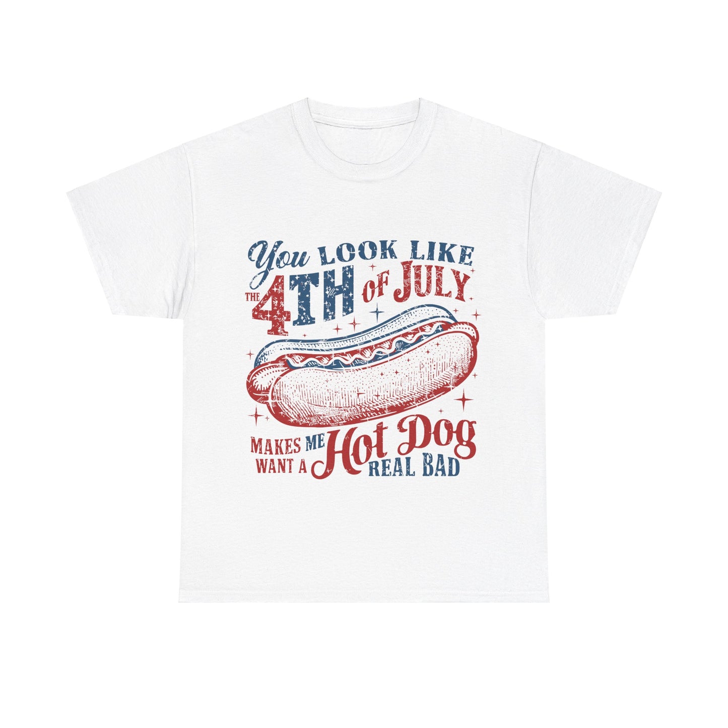 4th of July Hotdog Unisex Heavy Cotton Tee