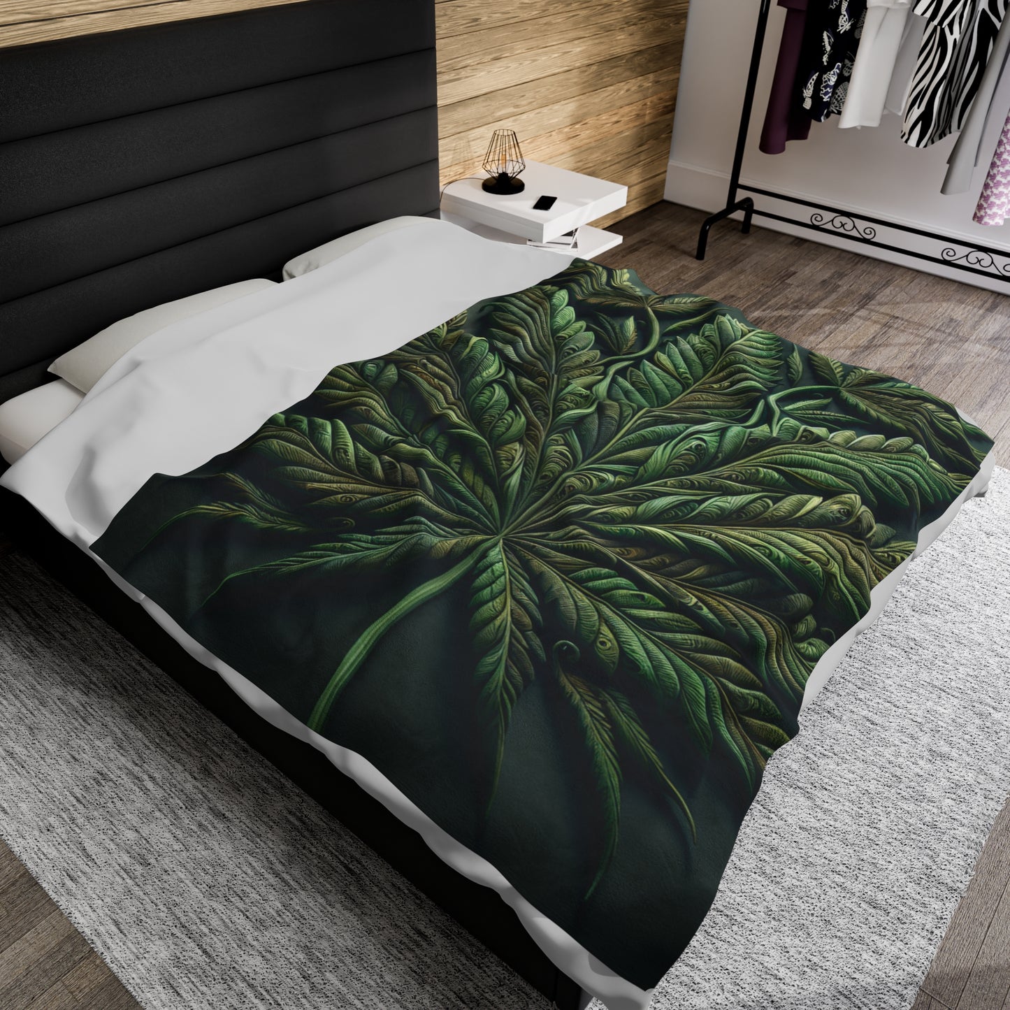 Cannabis Leaf Velveteen Plush Blanket, Ultra-Soft, Customizable, and Cozy for Home or Gifts