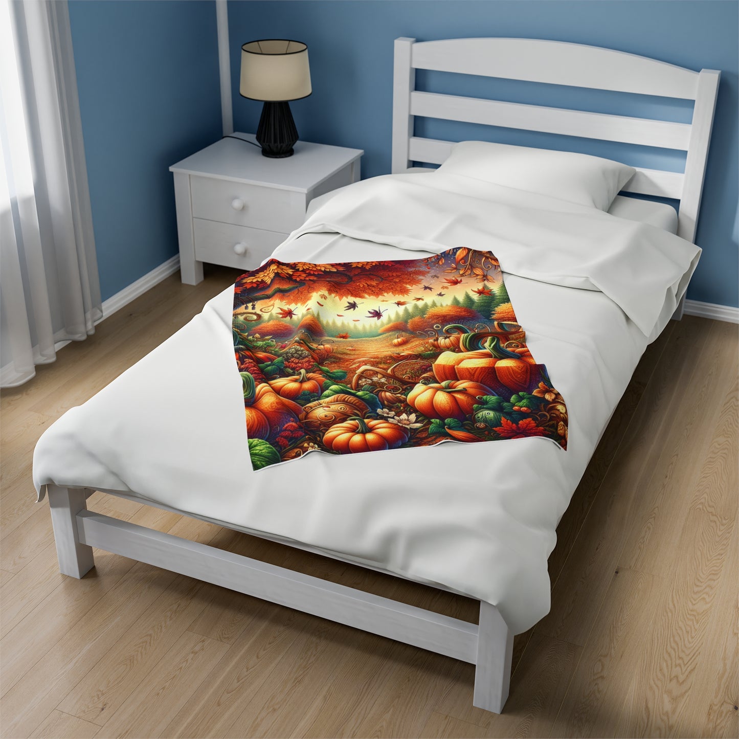 Autumn Scene Velveteen Plush Blanket, Ultra-Soft, Customizable, and Cozy for Home or Gifts