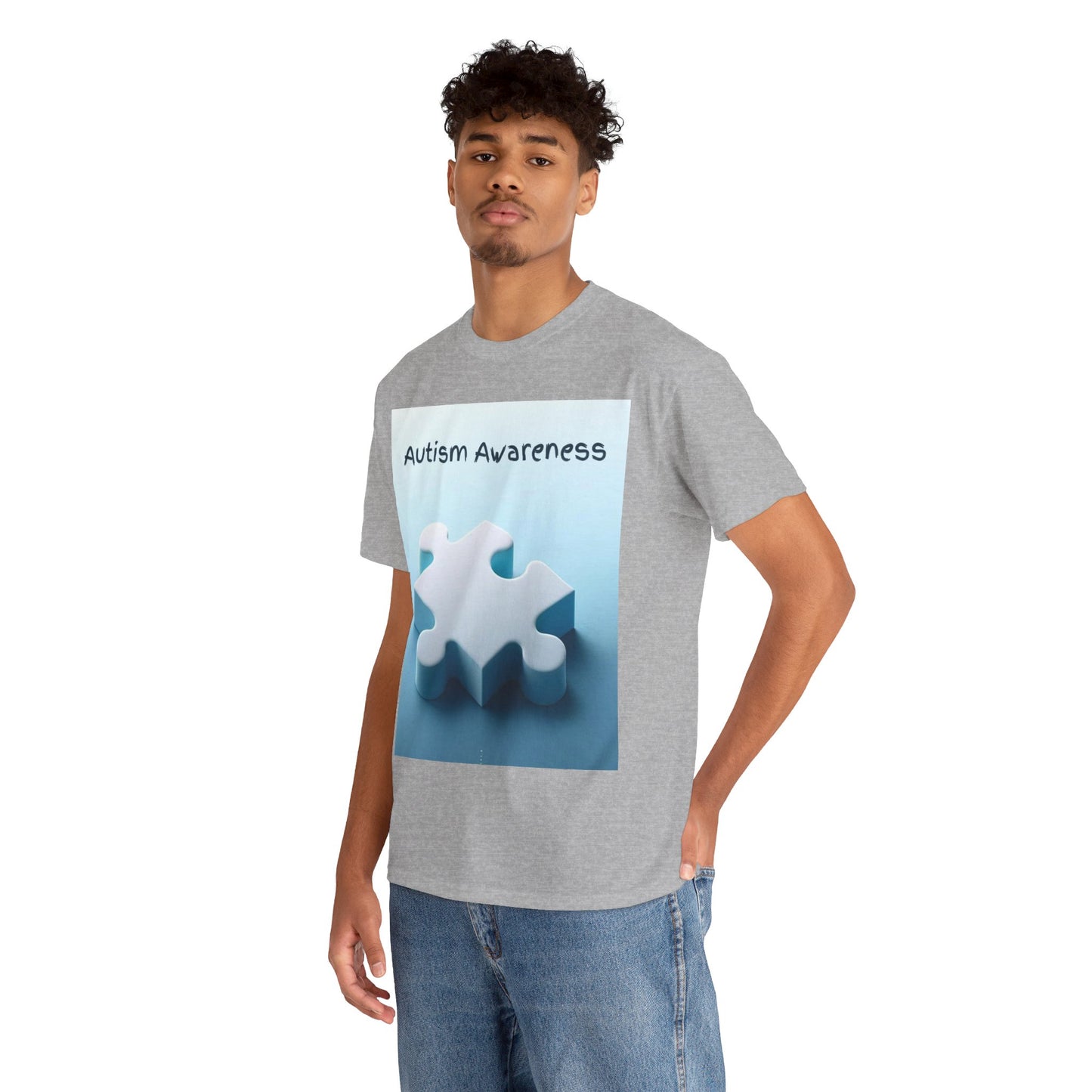 Autism Awareness Puzzle Piece Unisex Heavy Cotton Tee