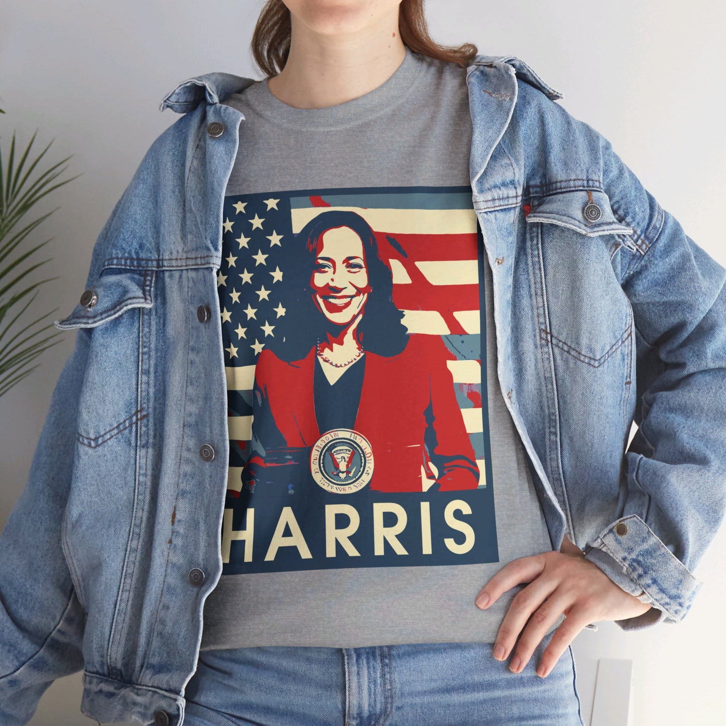 Kamala Harris American Flag Unisex Heavy Cotton Tee