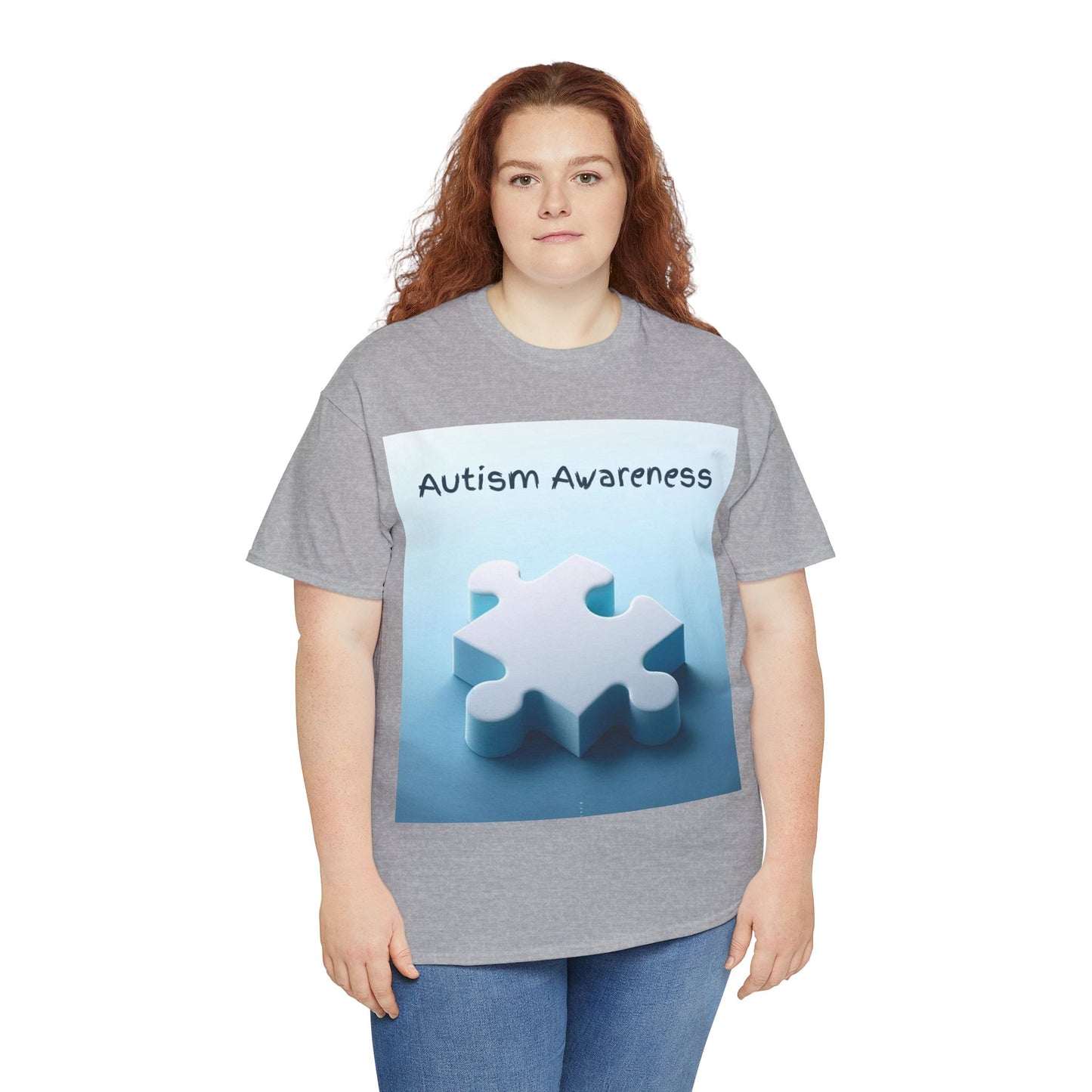 Autism Awareness Puzzle Piece Unisex Heavy Cotton Tee