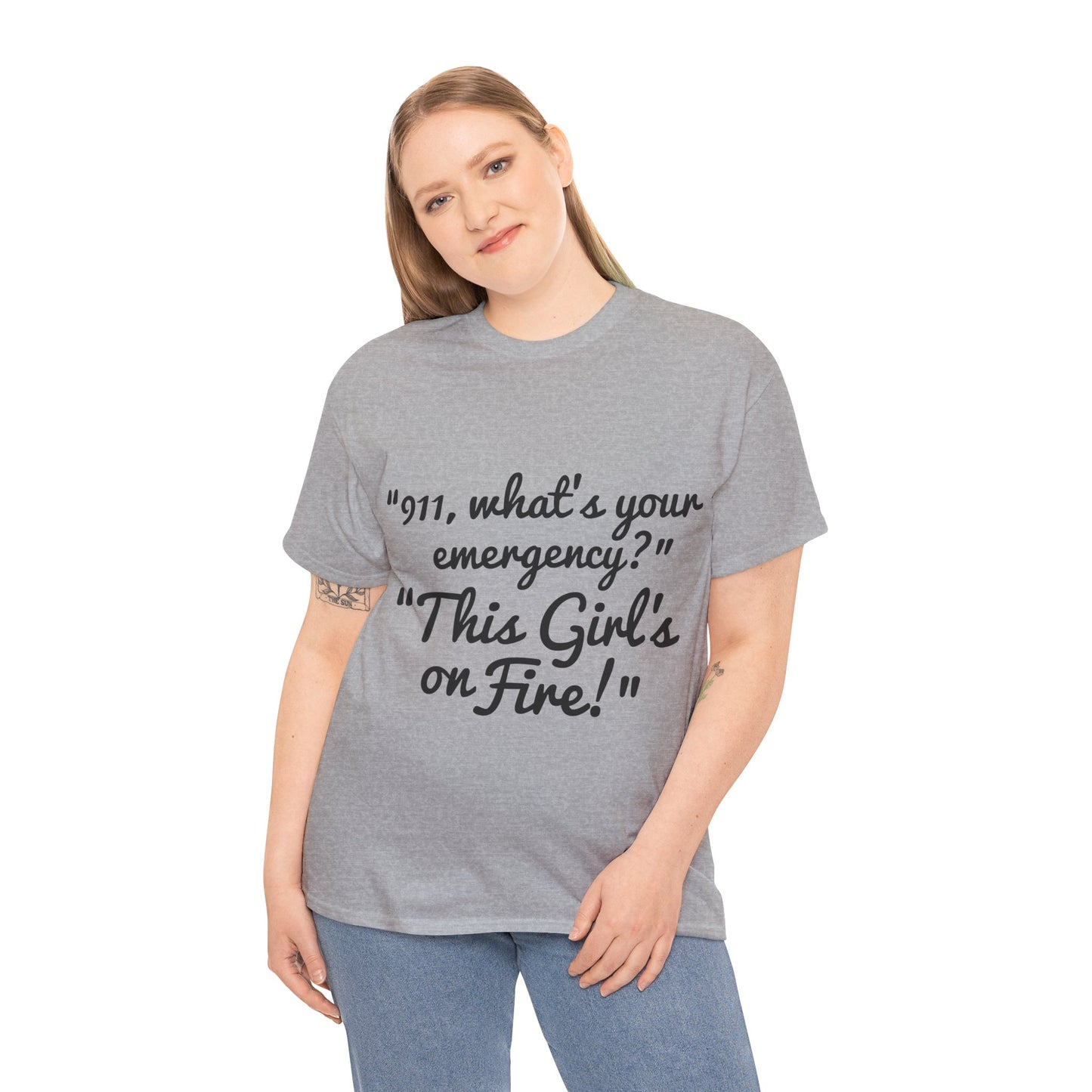 This Girl's On Fire Unisex Heavy Cotton Tee