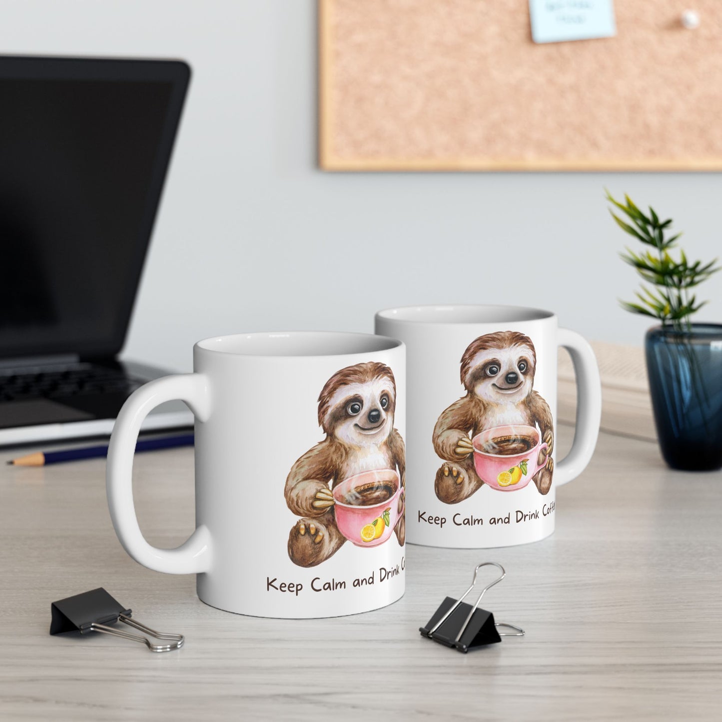 Drink Coffee Sloth Ceramic Mug, (11oz, 15oz)