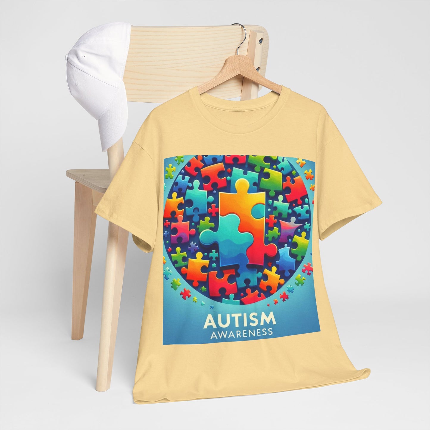 Puzzle Circle Autism Awareness Unisex Heavy Cotton Tee