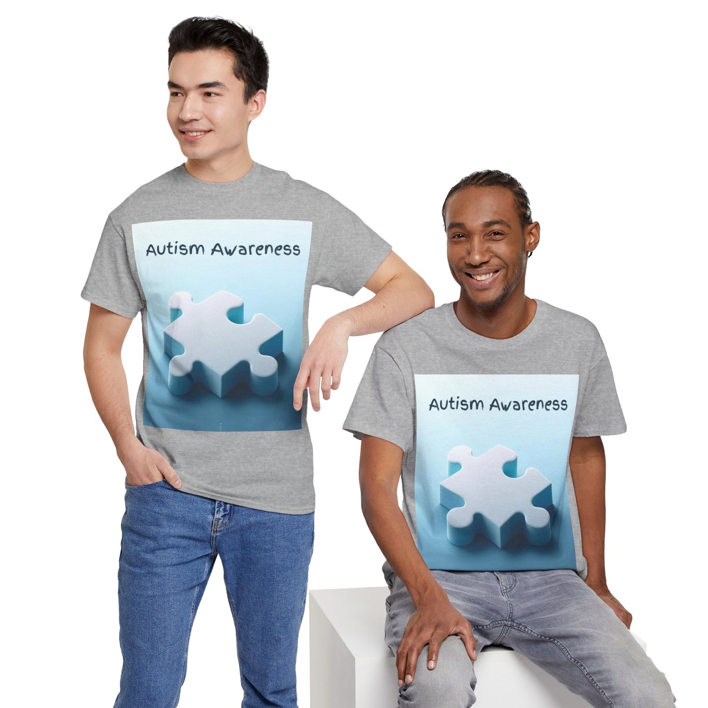 Autism Awareness Puzzle Piece Unisex Heavy Cotton Tee