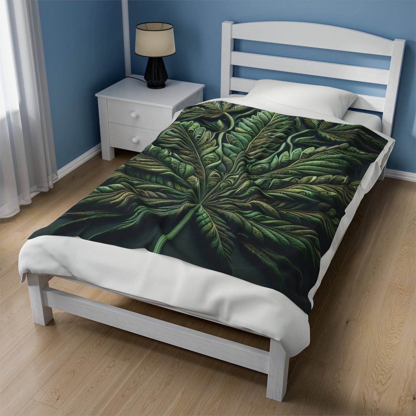 Cannabis Leaf Velveteen Plush Blanket, Ultra-Soft, Customizable, and Cozy for Home or Gifts