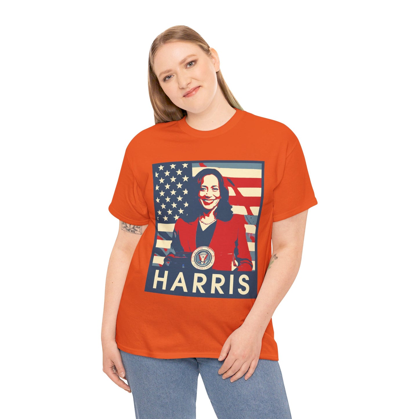 Kamala Harris American Flag Unisex Heavy Cotton Tee