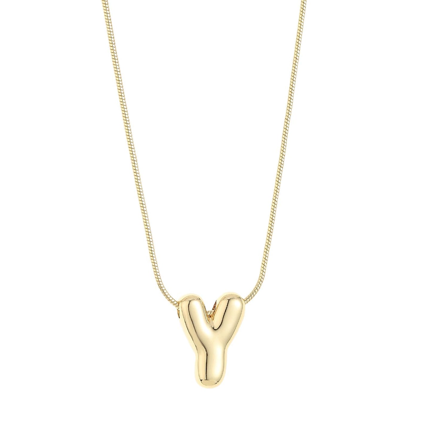 Leo & Luca Balloon Initial Necklace - Bubble Letter Gold Necklace - Necklace Charm - Unique Personalized Gifts for Women - Gold Plated Trendy Alphabet Pendant - Letter 'Y'