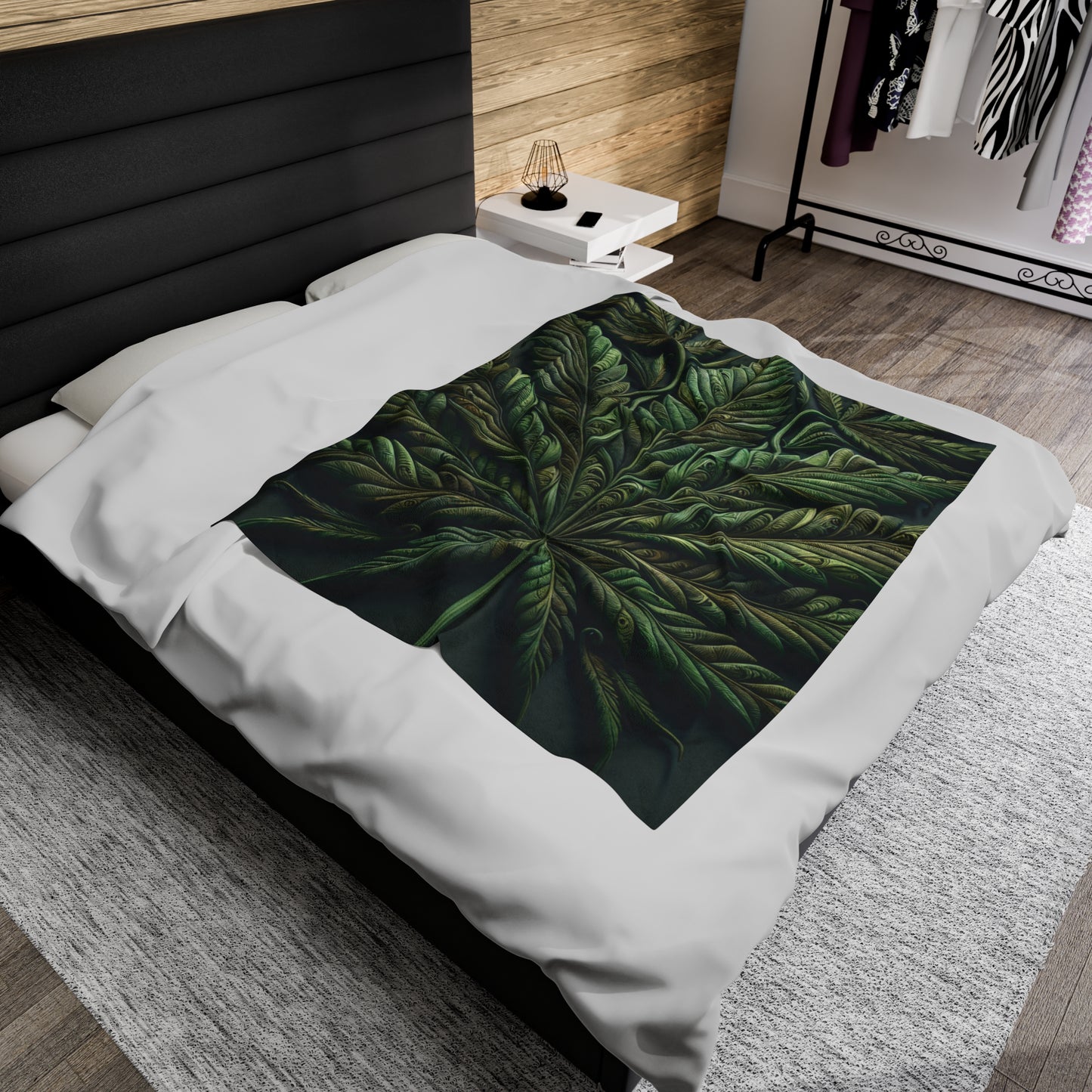 Cannabis Leaf Velveteen Plush Blanket, Ultra-Soft, Customizable, and Cozy for Home or Gifts