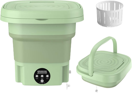 MacLehose Mini Portable Washing Machine, Mini Washer and Dryer Combo, 9L,Foldable,Mini Washer for Baby Clothes, Underwear or Socks,Small Clothes, Camping&Travel Laundry,Portable Washer Machine(green)