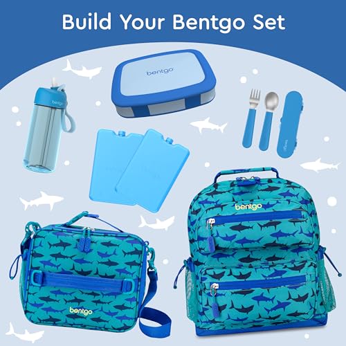 Bentgo Kids Bento-Style 5-Compartment Leak-Proof Lunch Box - Ideal Portion Sizes for Ages 3 to 7 - Durable, Drop-Proof, Dishwasher Safe, BPA-Free, & Made with Food-Safe Materials (Blue)