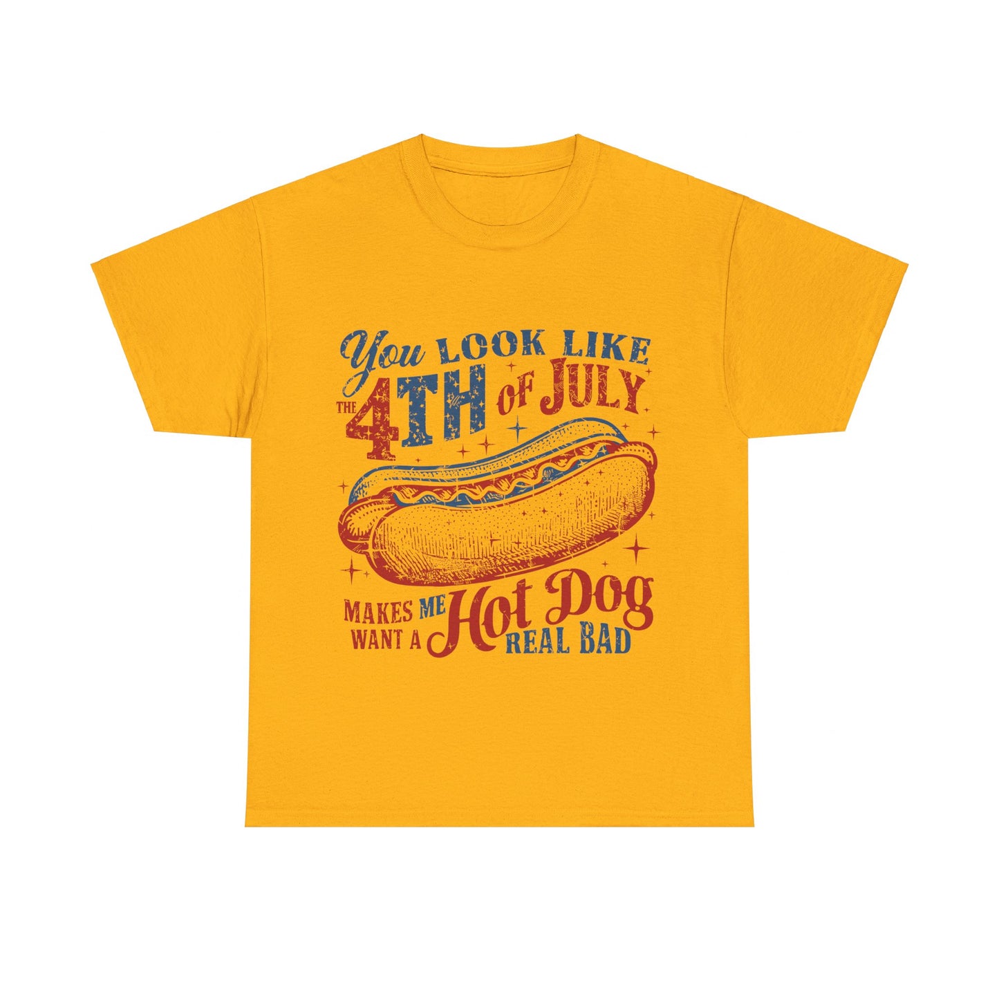 4th of July Hotdog Unisex Heavy Cotton Tee