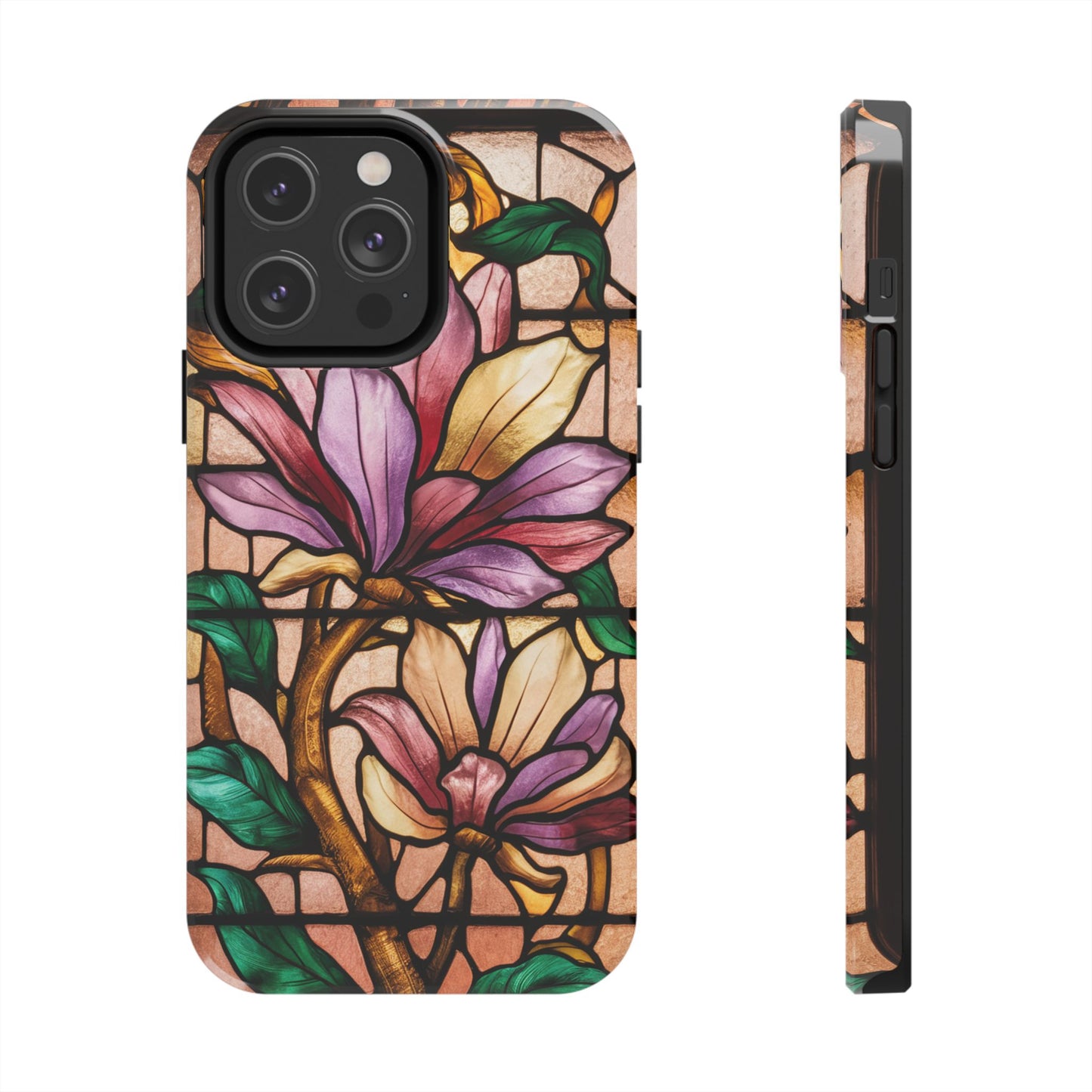 Stained Glass Floral Tough Phone Case - Stylish & Durable Protection