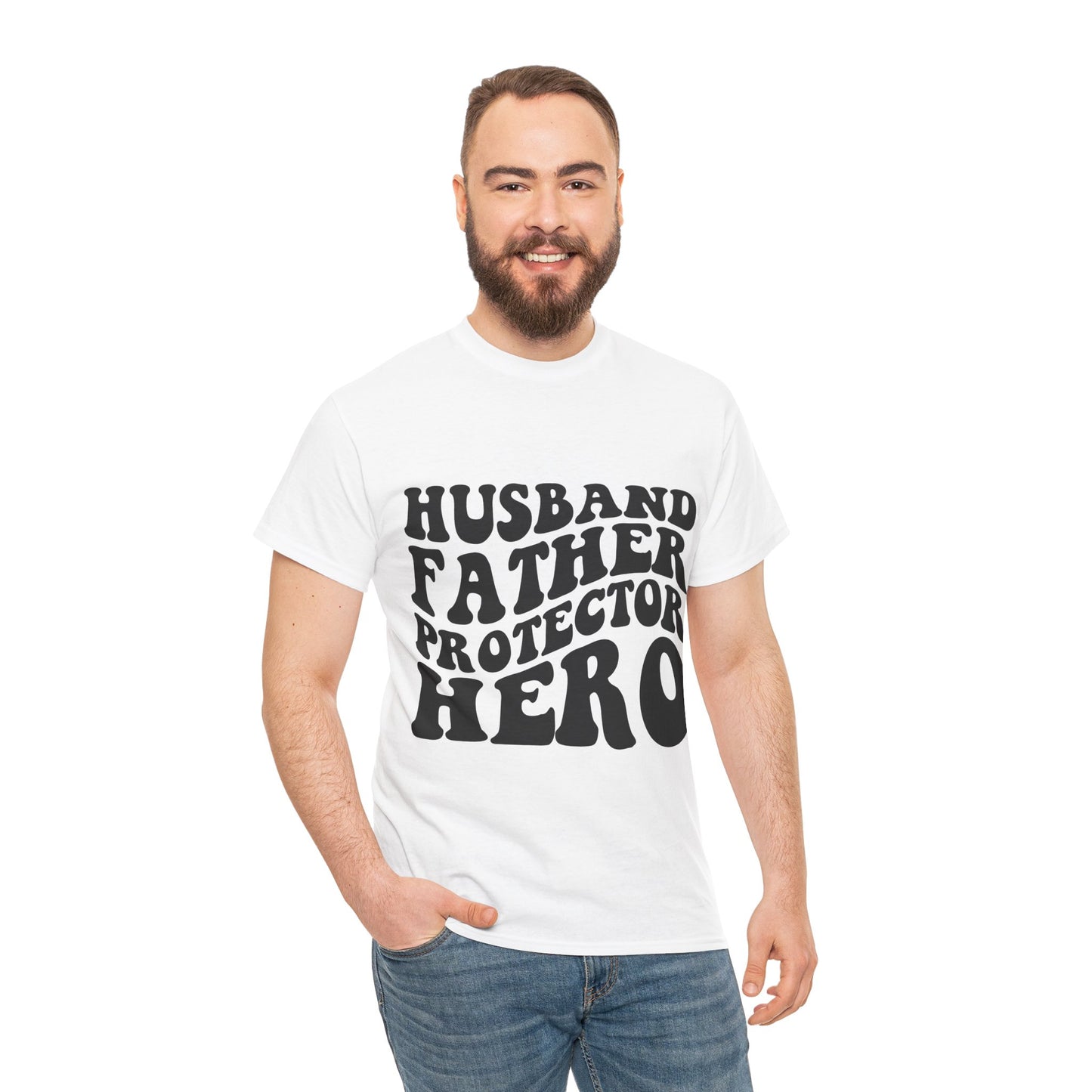 Husband Father Protector Hero Unisex Heavy Cotton Tee