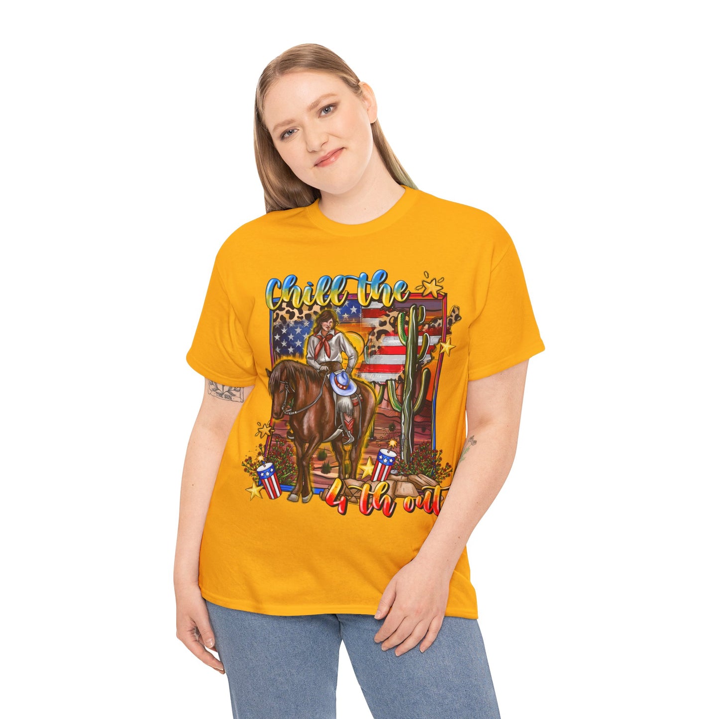 Cowgirl 4th of July Unisex Heavy Cotton Tee