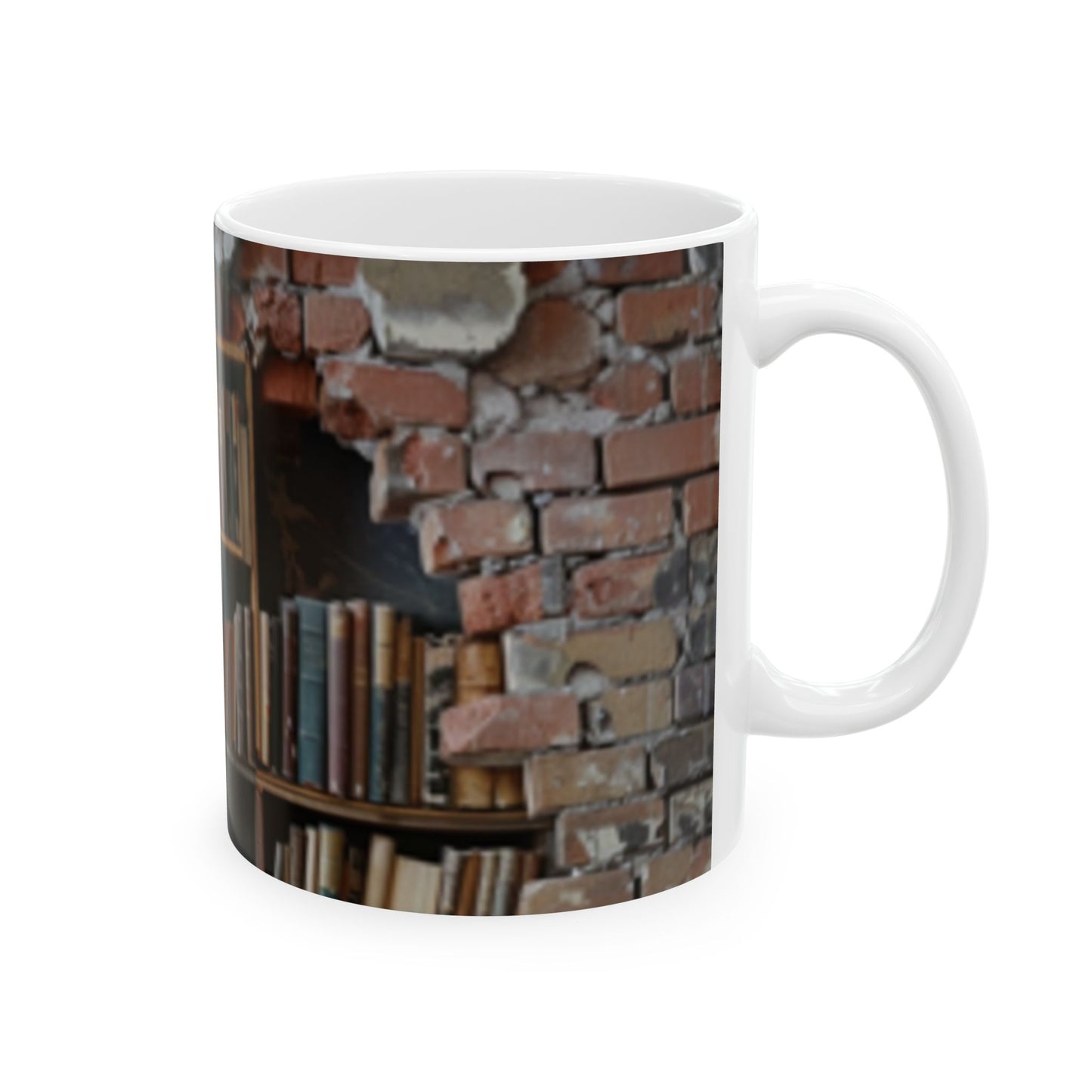 Bookshelf in Wall Ceramic Mug, (11oz, 15oz)