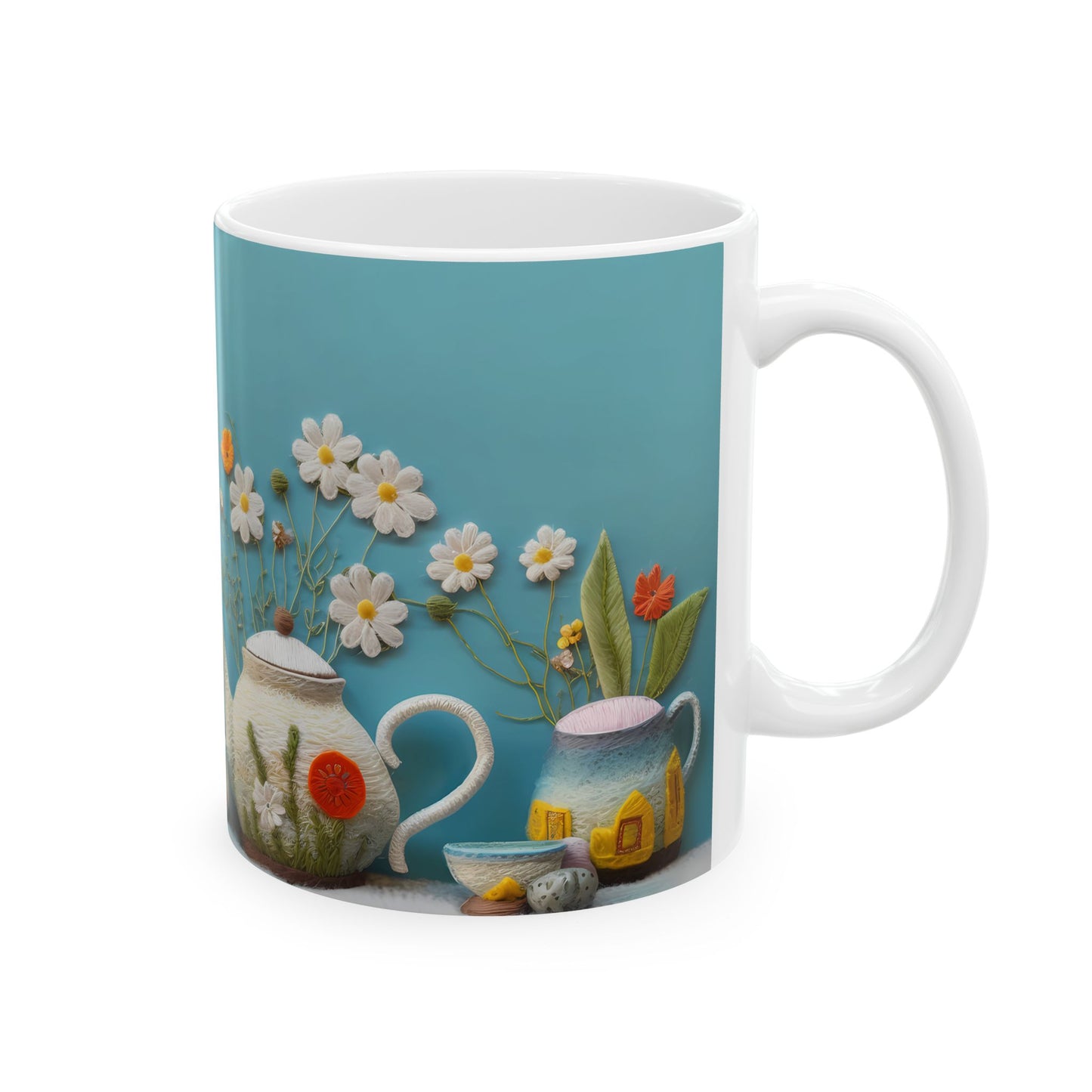 Pastel Flowers and Tea Ceramic Mug, (11oz, 15oz)