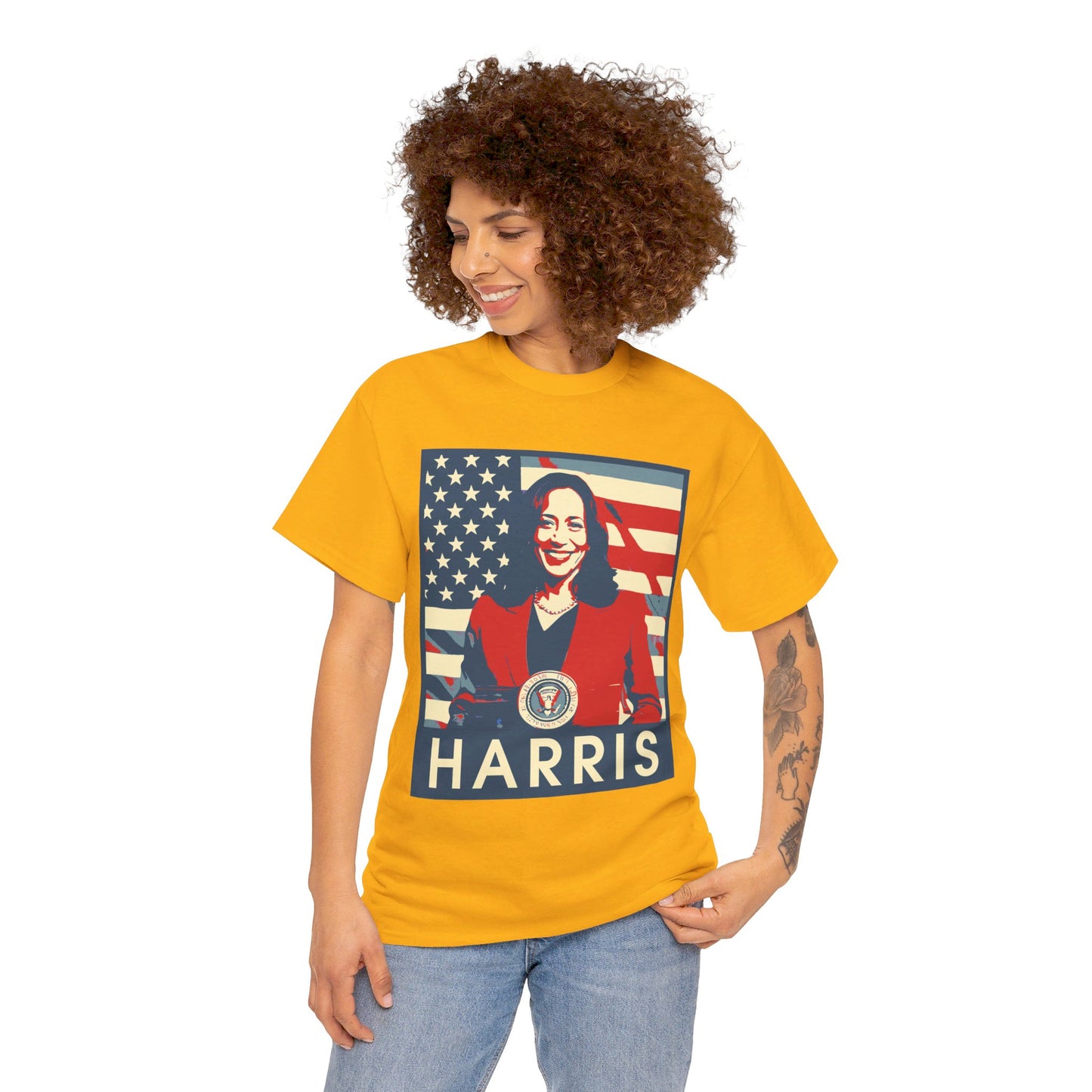 Kamala Harris American Flag Unisex Heavy Cotton Tee