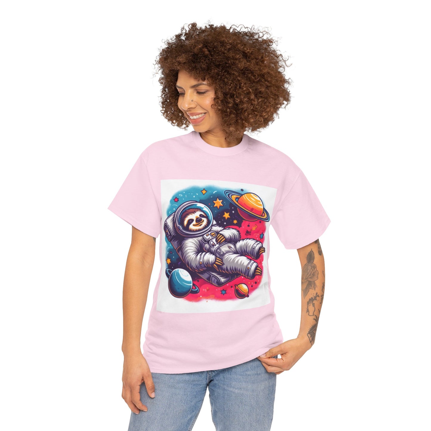 Sloth In Space Unisex Heavy Cotton Tee