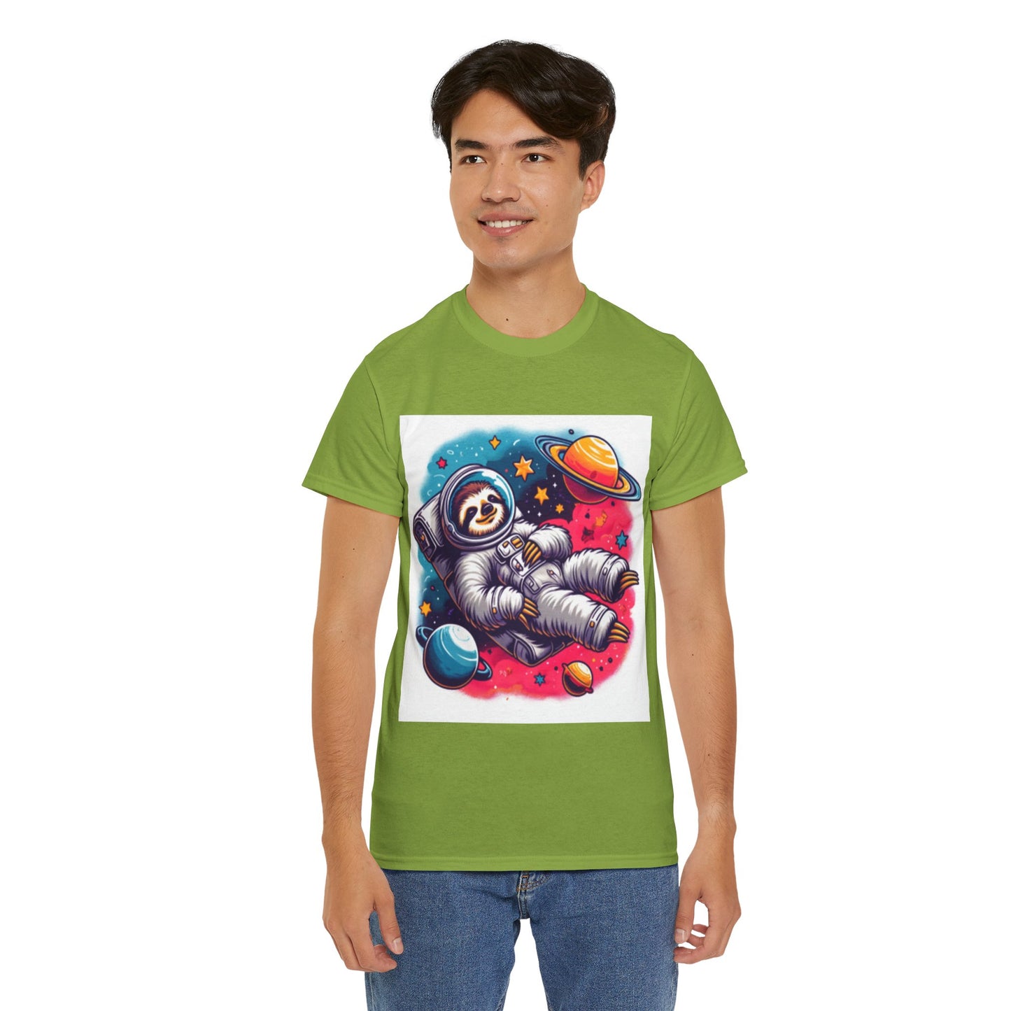 Sloth In Space Unisex Heavy Cotton Tee