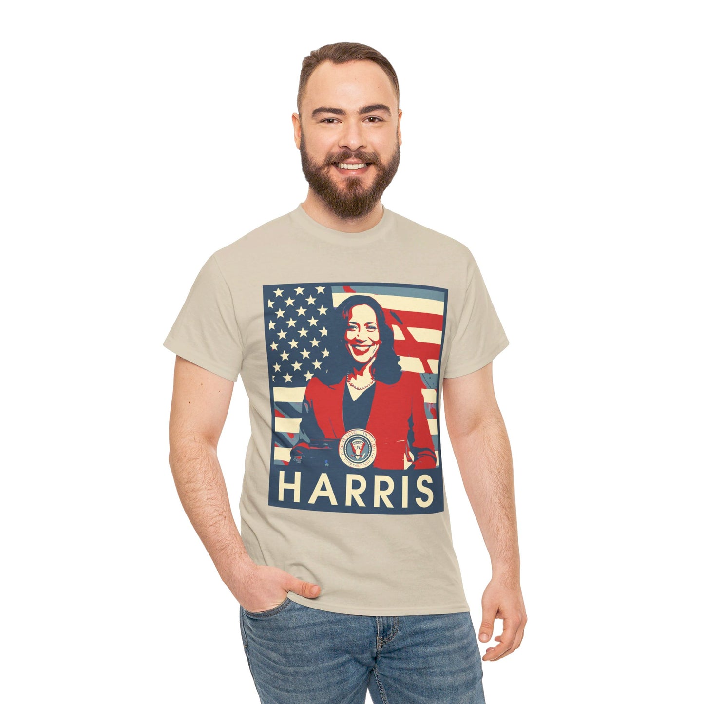 Kamala Harris American Flag Unisex Heavy Cotton Tee