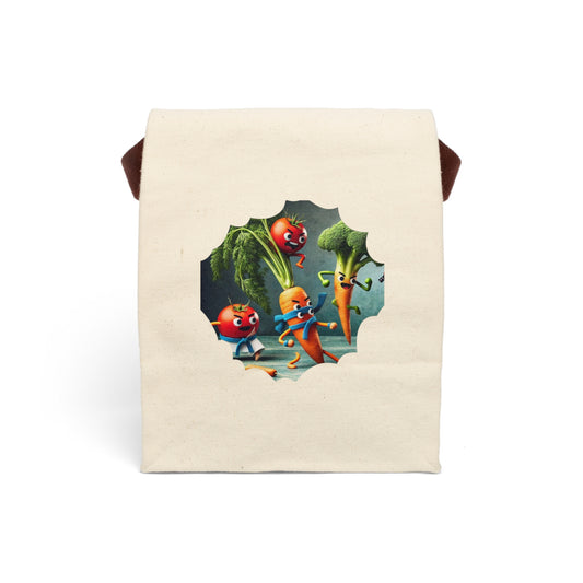 Fighting Veggies Canvas Lunch Bag With Strap