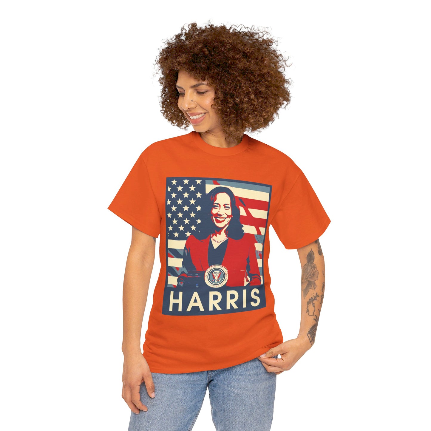 Kamala Harris American Flag Unisex Heavy Cotton Tee