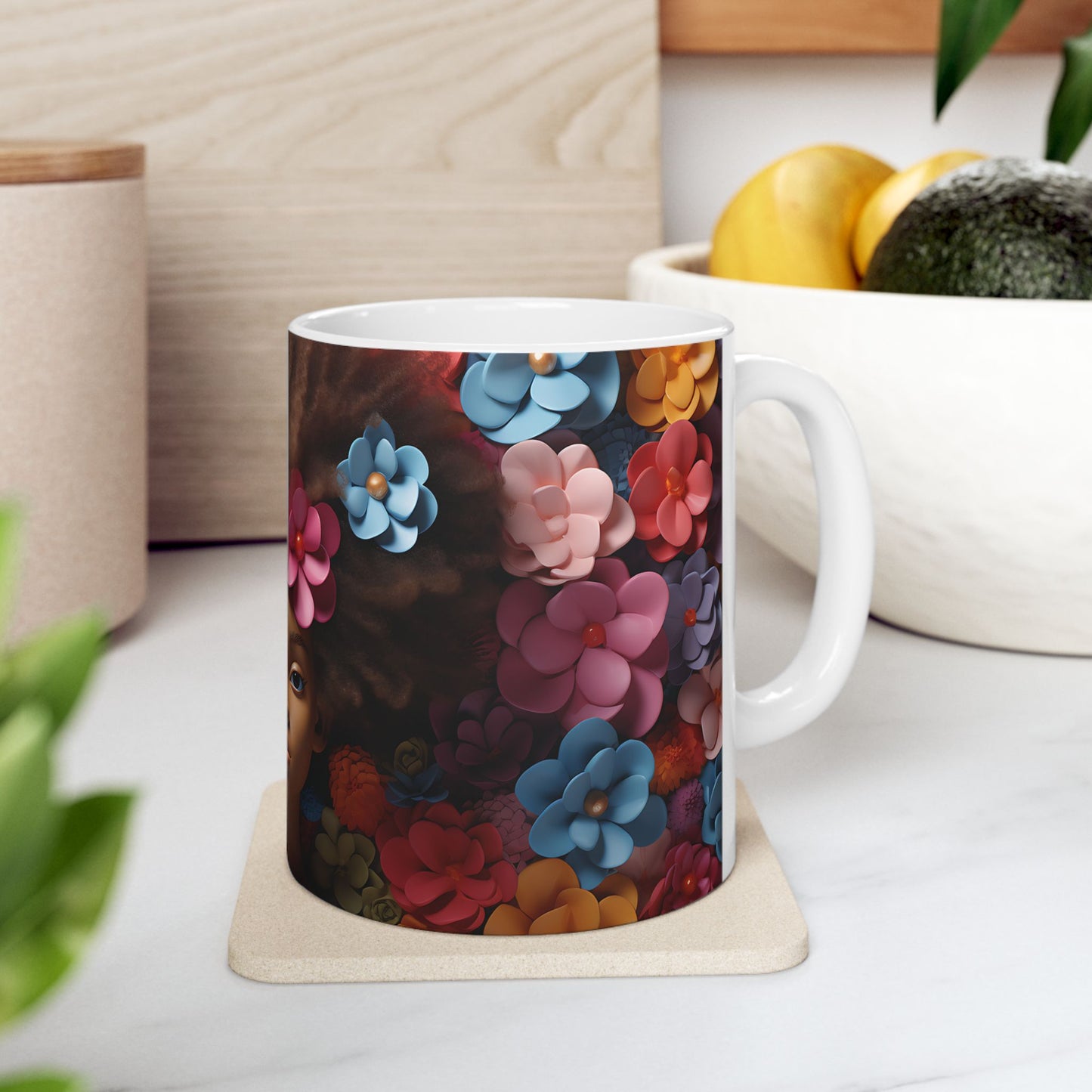 Pastel Flower Girl Ceramic Mug, (11oz, 15oz)