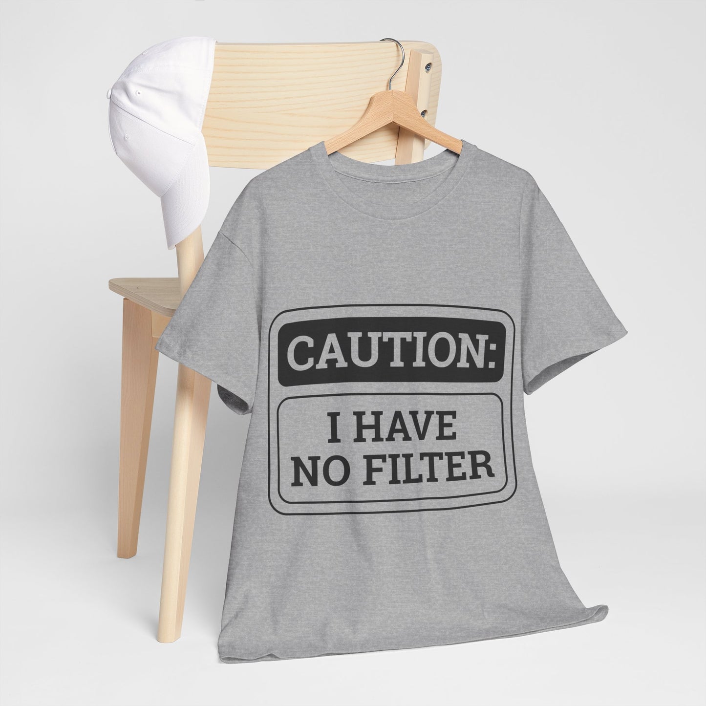 Caution I Have No Filter Unisex Heavy Cotton Tee