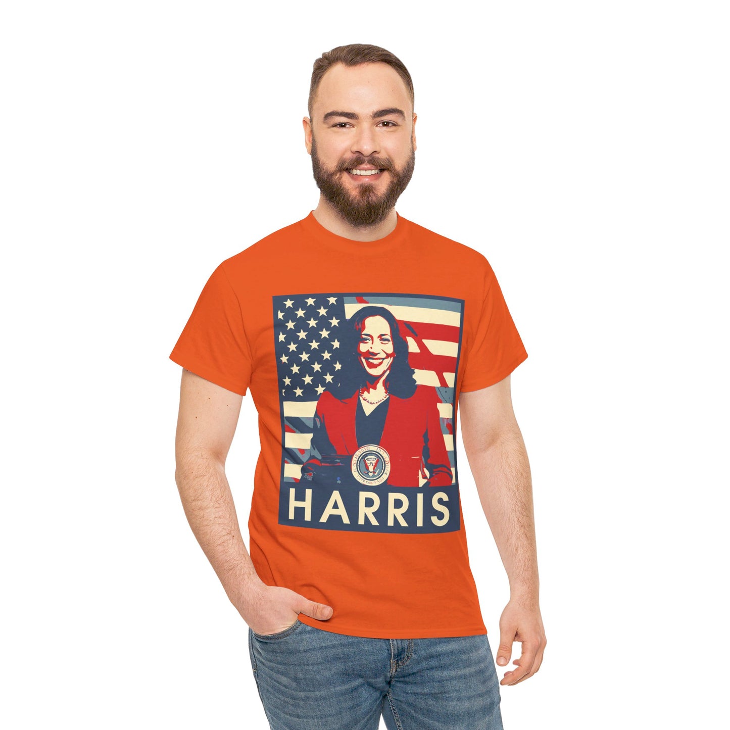 Kamala Harris American Flag Unisex Heavy Cotton Tee