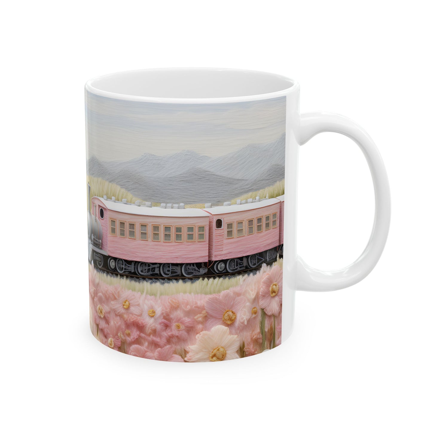 Pink Train Ceramic Mug, (11oz, 15oz)