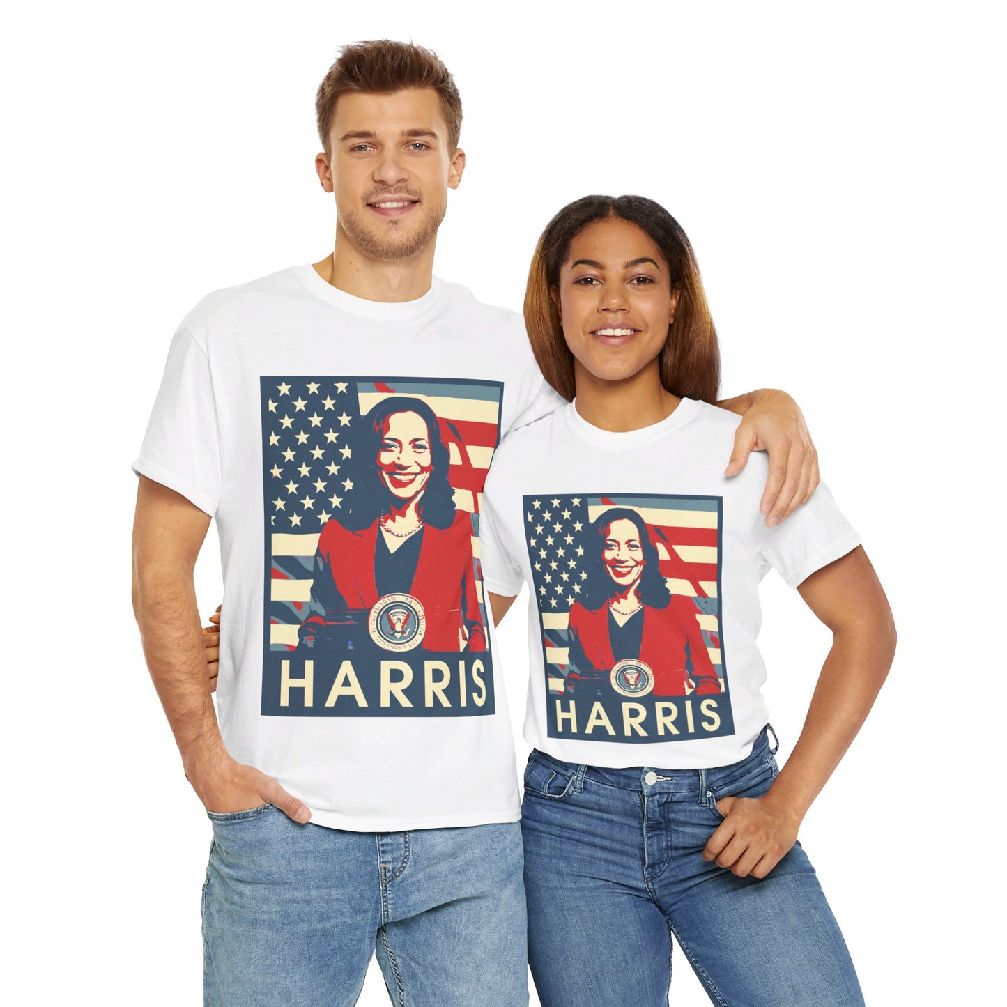 Kamala Harris American Flag Unisex Heavy Cotton Tee