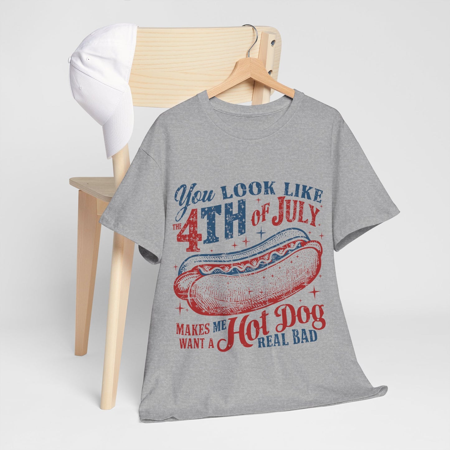 4th of July Hotdog Unisex Heavy Cotton Tee