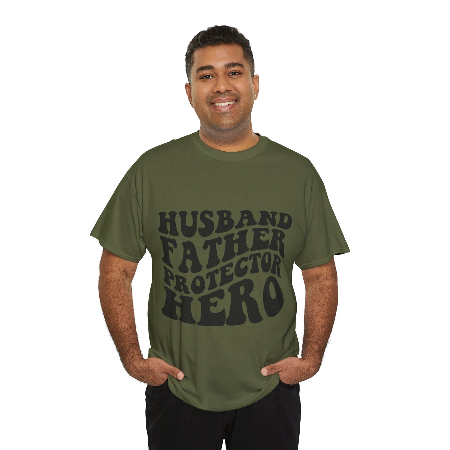 Husband Father Protector Hero Unisex Heavy Cotton Tee