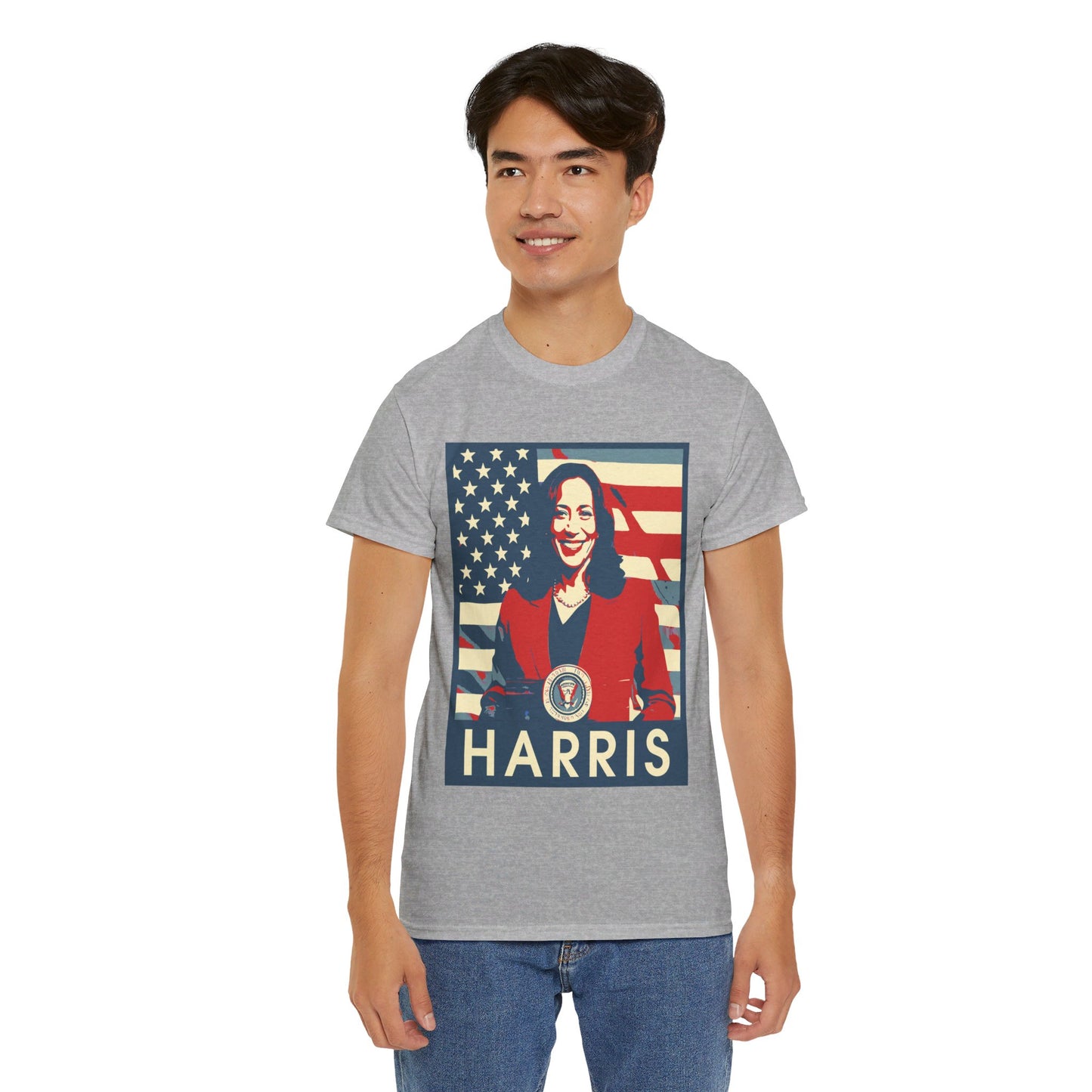 Kamala Harris American Flag Unisex Heavy Cotton Tee