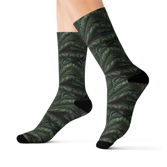 Green Leaf Sublimation Socks