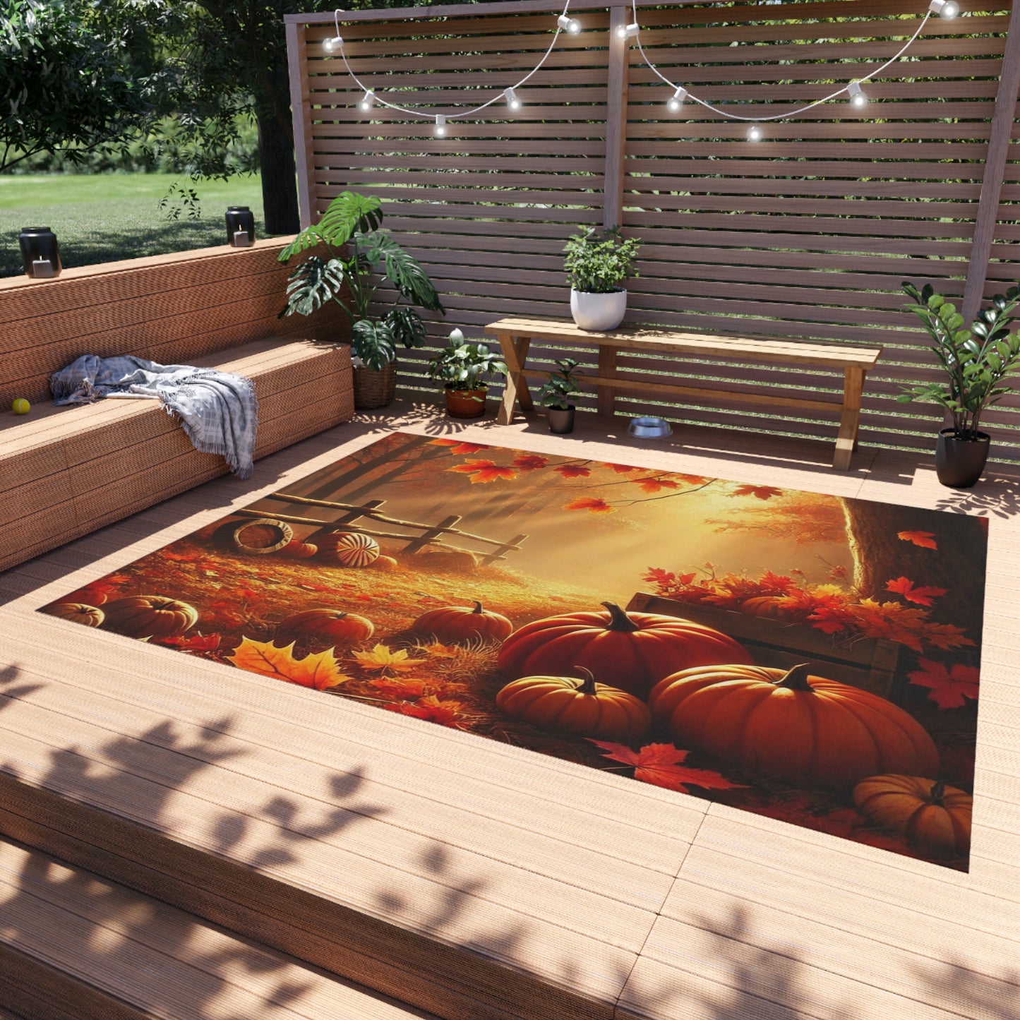 Autumn Fall Pumpkin Outdoor Rug