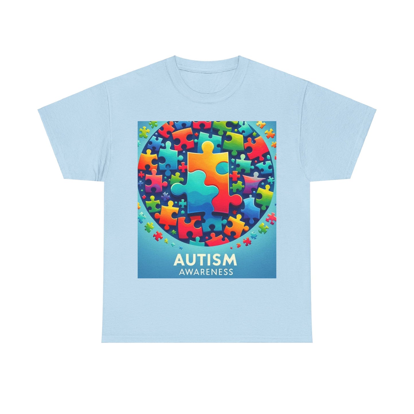 Puzzle Circle Autism Awareness Unisex Heavy Cotton Tee