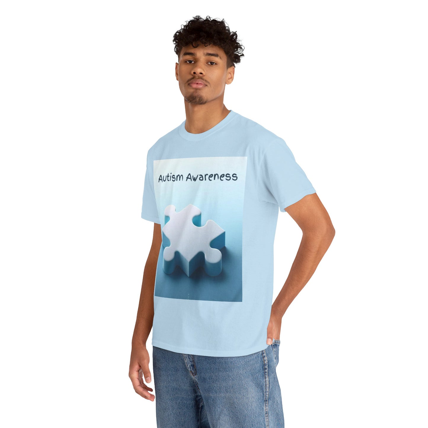 Autism Awareness Puzzle Piece Unisex Heavy Cotton Tee