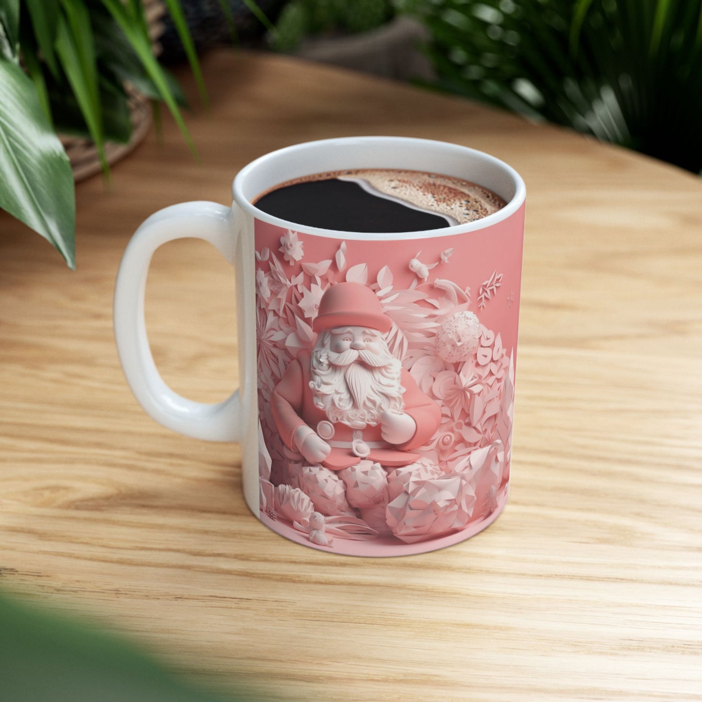 Pink Santa Ceramic Mug, (11oz, 15oz)