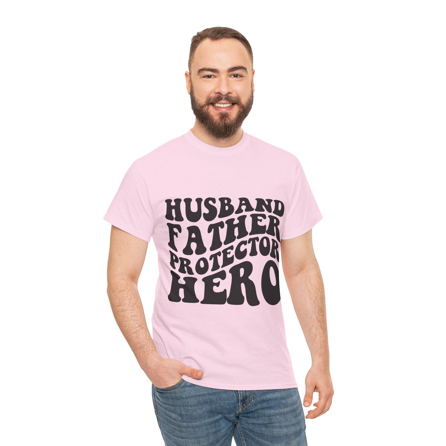 Husband Father Protector Hero Unisex Heavy Cotton Tee