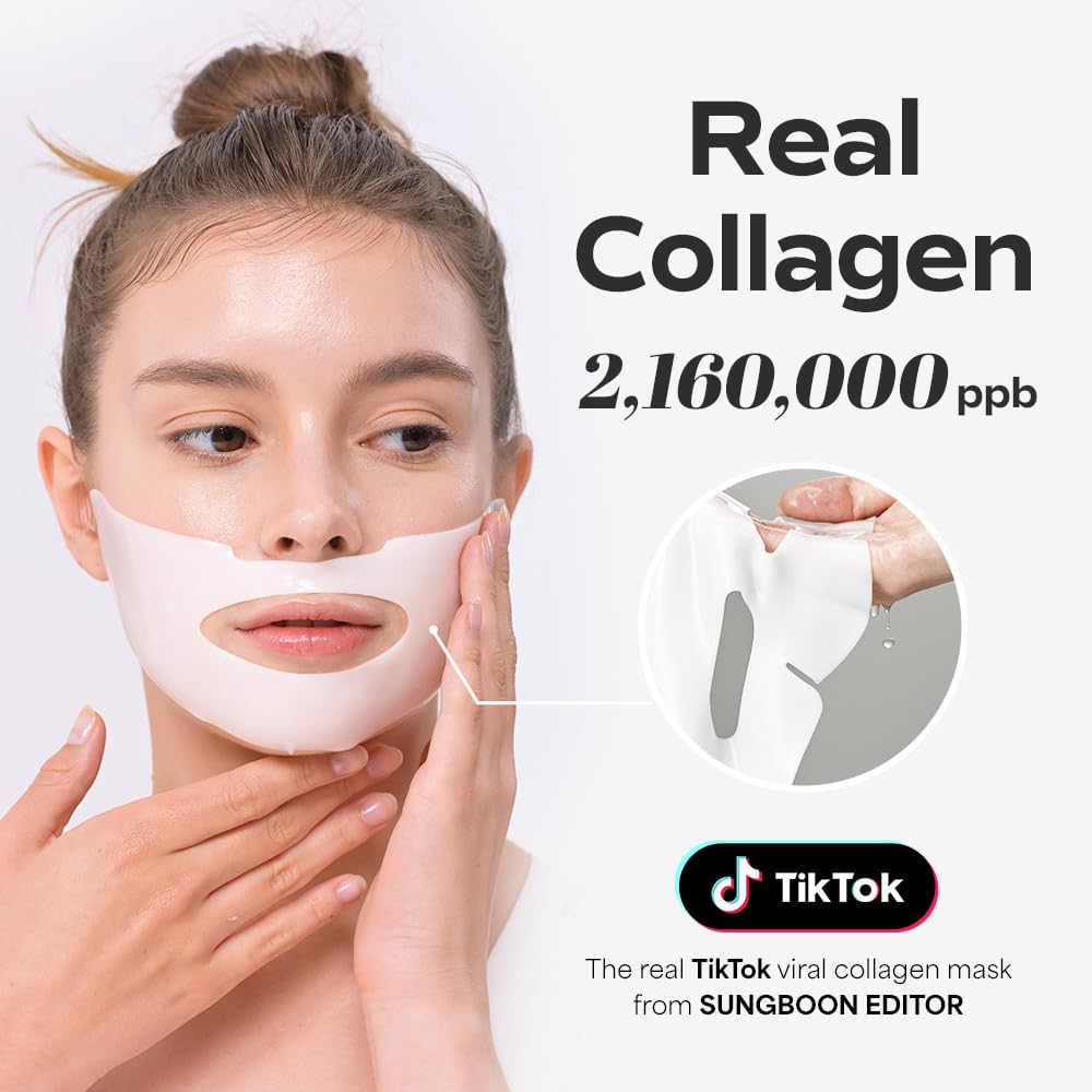 SUNGBOON EDITOR Deep Collagen Overnight Mask 37gx4ea | The real collagen 2,160,000ppb | Facial Hydrogel Masks with low molecular weight collagen for elasticity, firming, and moisturizing