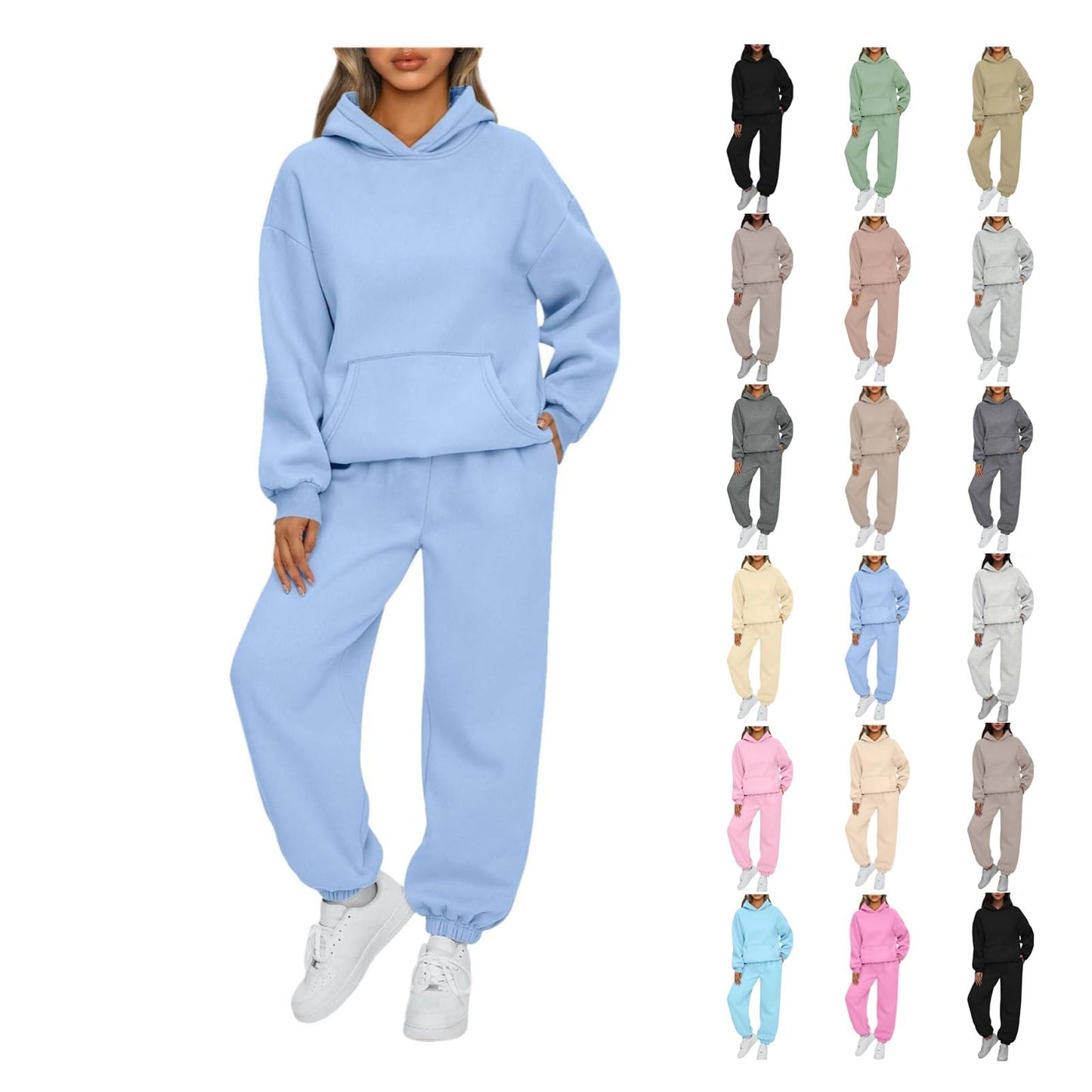 Womens 2 Piece Outfits Lounge Hoodie Sweatsuit Sets Oversized Sweatshirt Baggy Fall y2k Sweatpants with Pockets