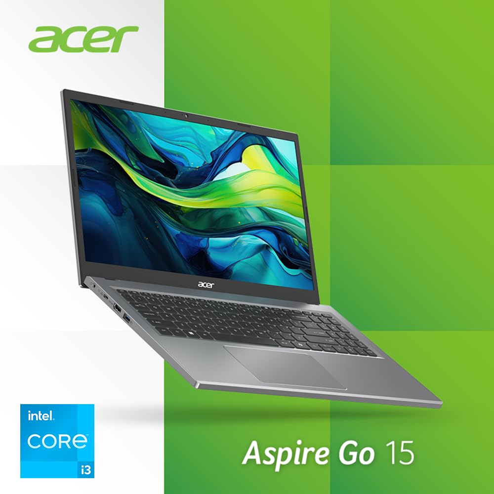 Acer Aspire Go 15 Slim Laptop | 15.6" Full HD IPS 1080P Display | Intel Core i3-N305| Intel UHD Graphics | 8GB LPDDR5 | 128GB HD | Wi-Fi 6 | AI PC | Windows 11 Home in S Mode | AG15-31P-3947