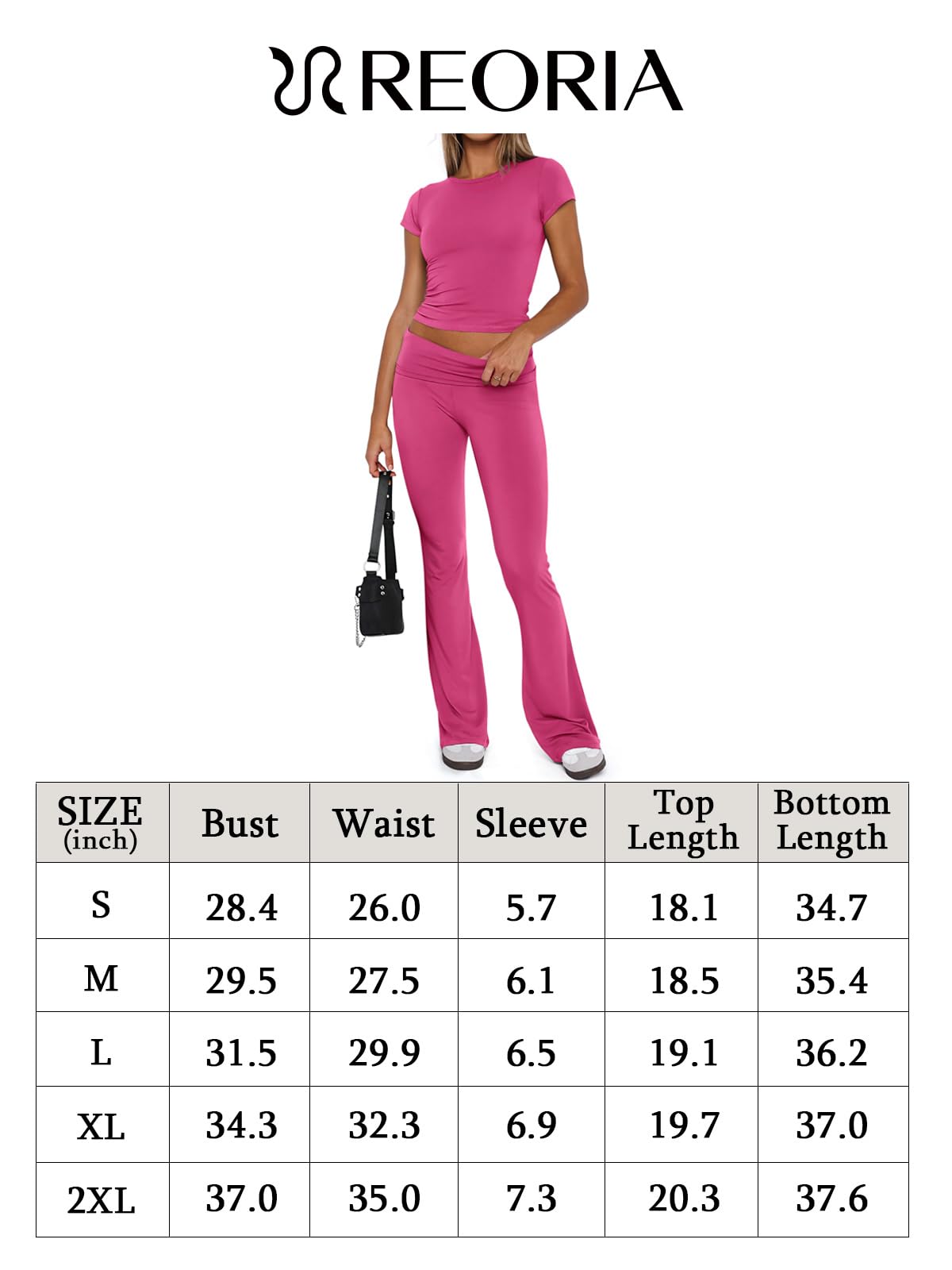 REORIA Women's Summer Casual Outfits Pajama Sets Crew Neck Short Sleeve Crop Top Fold Over Flare Pants Y2K Soft 2 Piece matching Lounge Sets Light Heather Grey X-Large