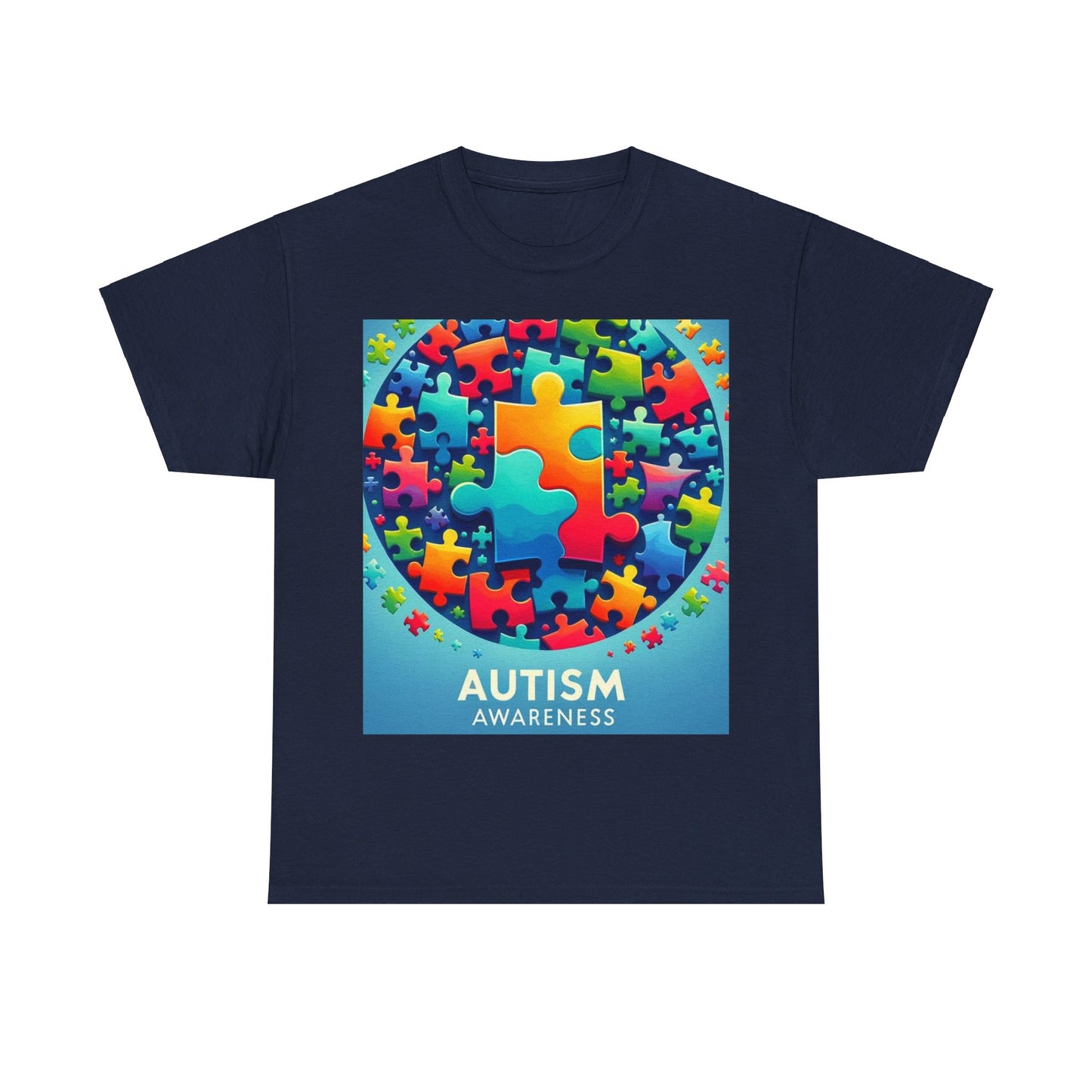 Puzzle Circle Autism Awareness Unisex Heavy Cotton Tee