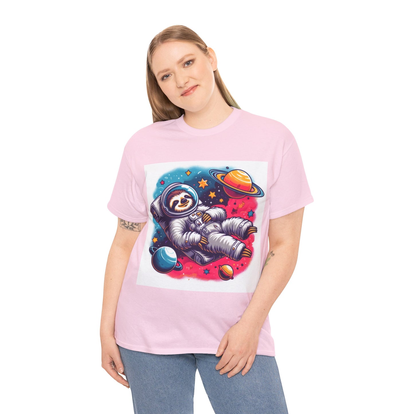 Sloth In Space Unisex Heavy Cotton Tee