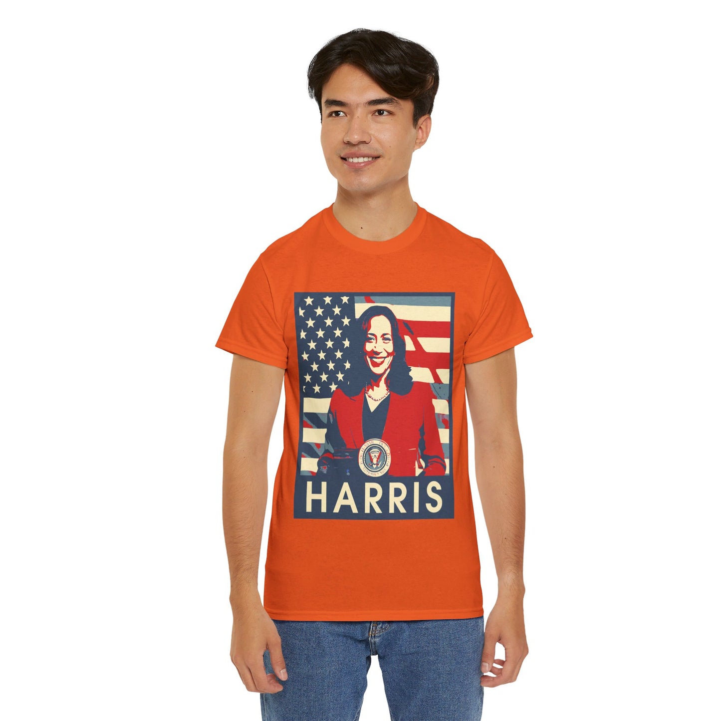 Kamala Harris American Flag Unisex Heavy Cotton Tee