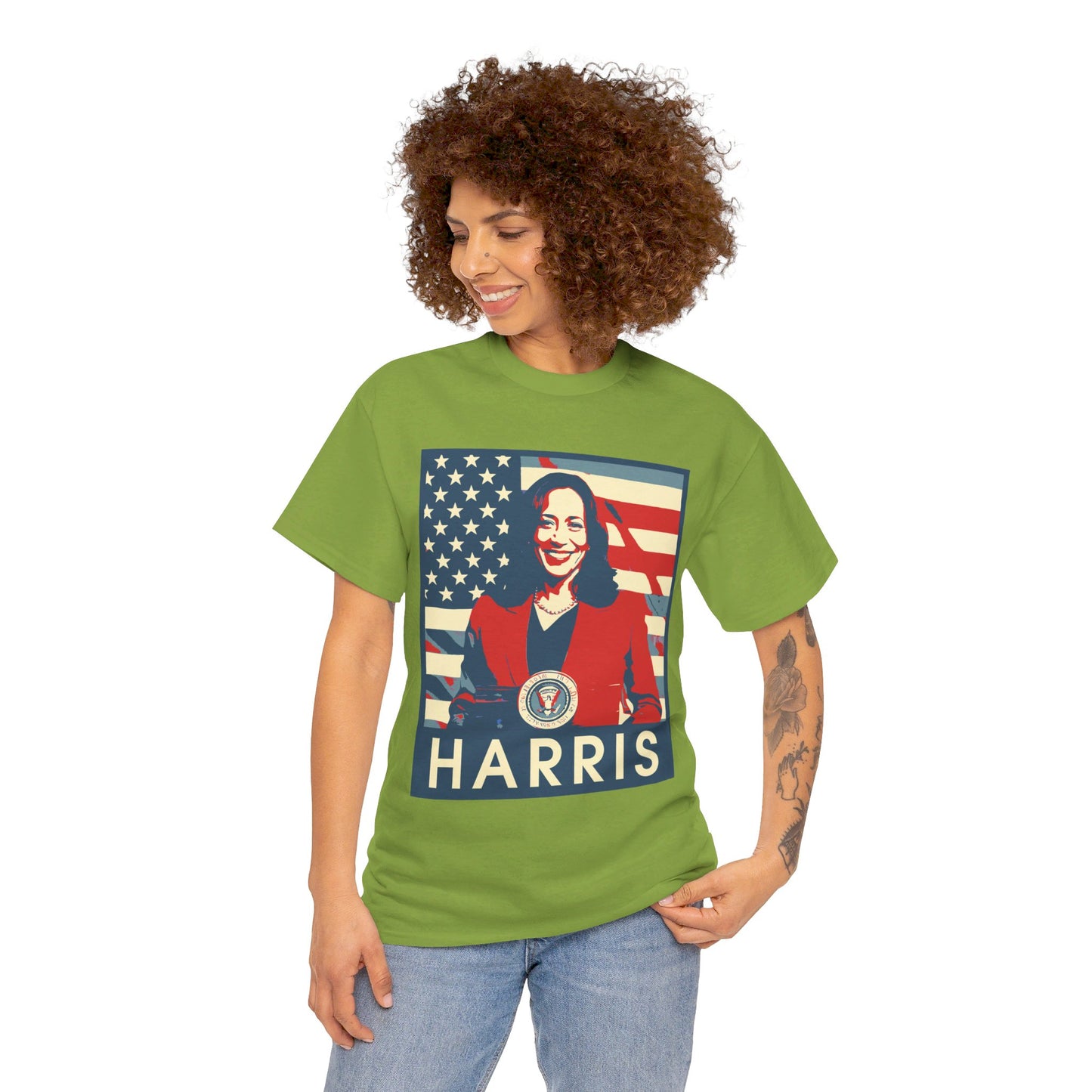 Kamala Harris American Flag Unisex Heavy Cotton Tee